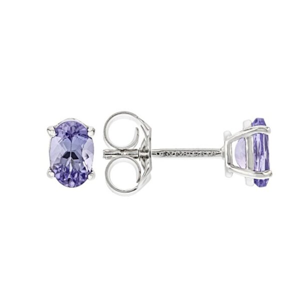 NIB - JTV Blue Tanzanite Stud Earrings, Rhodium Over Sterling Silver | 0.94ctw - Picture 2 of 12